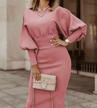 Load image into Gallery viewer, Solid Color Lantern Sleeve Dress