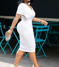 Load image into Gallery viewer, V-Neck Half-Sleeve Zipper Beaded Dress