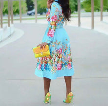 Load image into Gallery viewer, Autumn Long Sleeve Pleated Floral Dress
