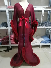 Load image into Gallery viewer, Designer Lace Fur Robe

