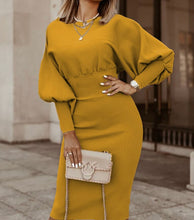 Load image into Gallery viewer, Solid Color Lantern Sleeve Dress
