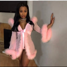 Load image into Gallery viewer, Designer Lace Fur Robe

