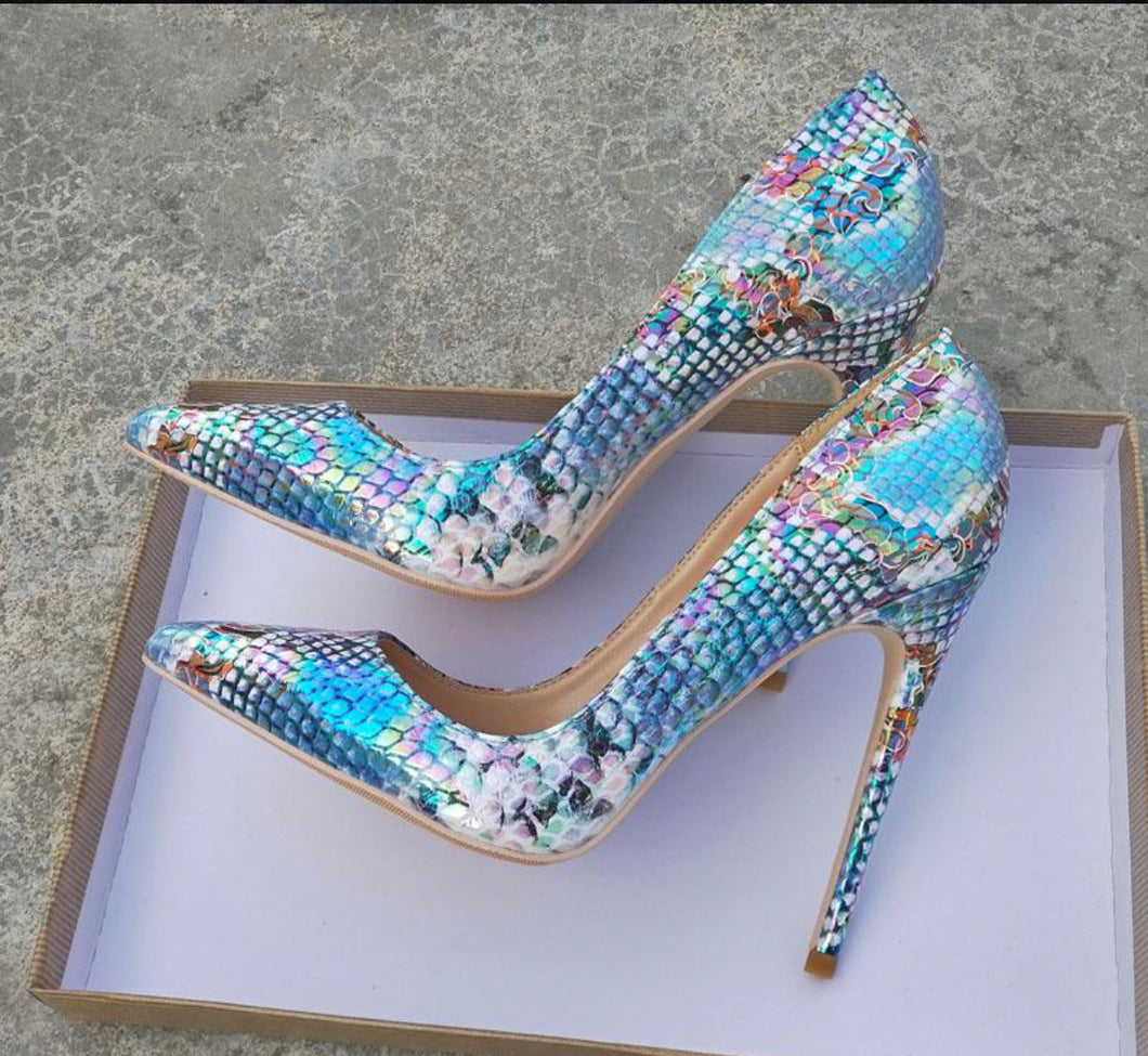 Blue Python Heels