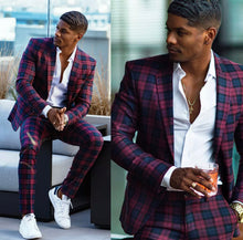 Load image into Gallery viewer, 2 Piece Retro Checked Men Suits Slim Fit
