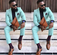 Load image into Gallery viewer, Mint Green Skinny Slim Fit Suits
