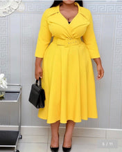 Load image into Gallery viewer, Suit Collar Waist Slimming Dress With Belt
