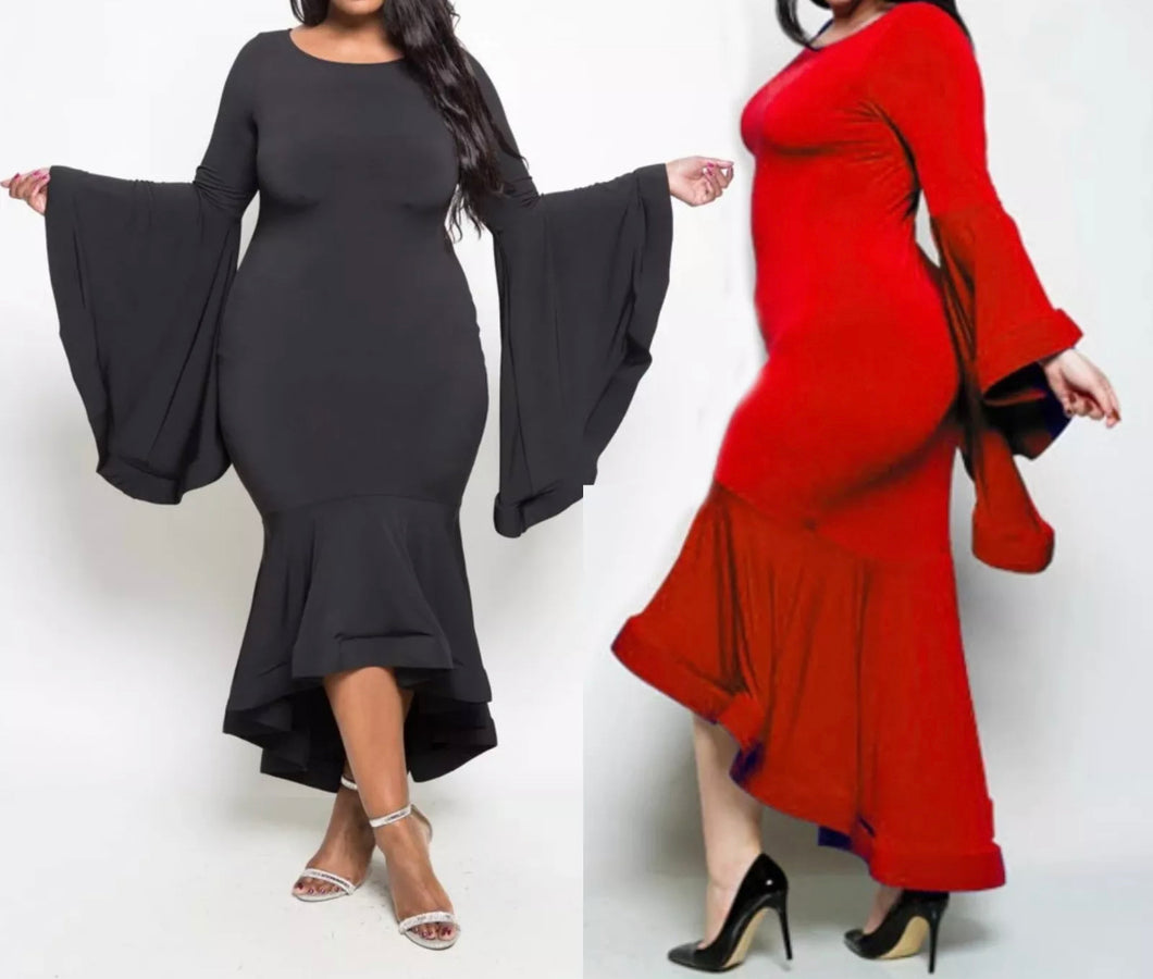 Women Cocktail Bodycon Dress Irregular Ruffle