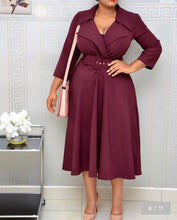 Load image into Gallery viewer, Suit Collar Waist Slimming Dress With Belt
